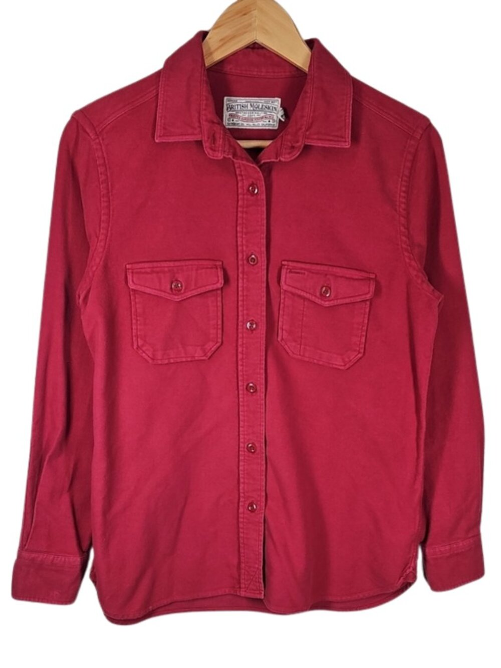 Guideboat Co British Moleskin Two Pocket Button Down Shirt Red Women's M